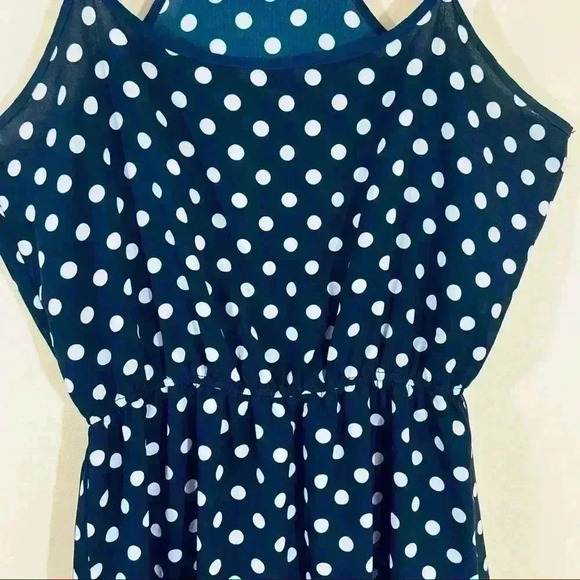 Olive & Oak Blue Polka Dot Sheath Tank Spaghetti Strap Mini Dress Size XS - Picture 5 of 13
